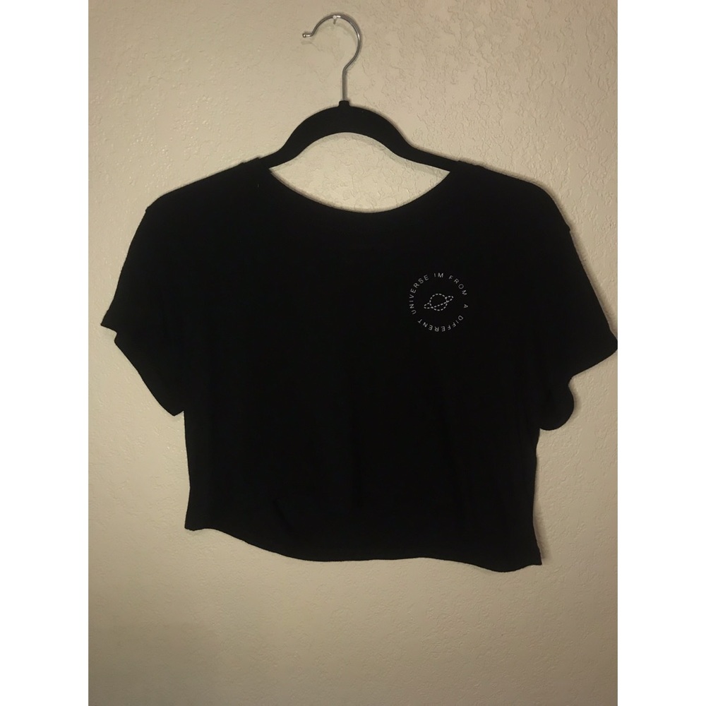 I’m From A Different Universe Black Crop Top